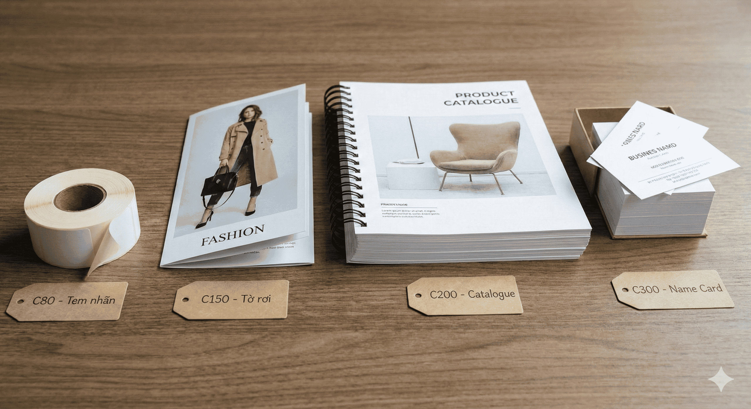 Các định lượng giấy Couche phổ biến từ C80 đến C300 và ấn phẩm tương ứng